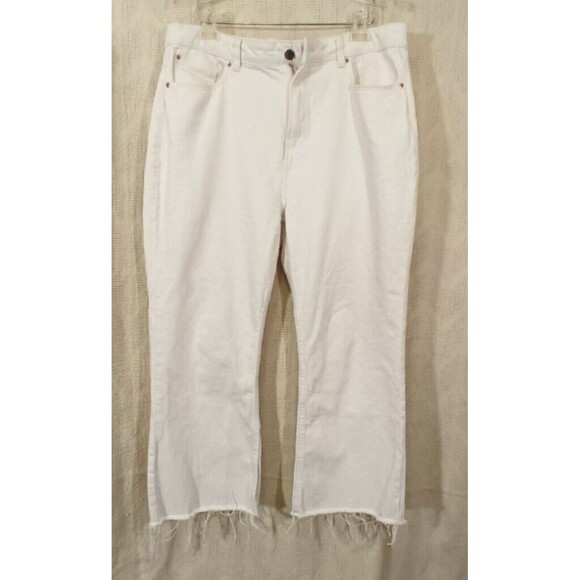 Universal Thread Denim - Primark Cares Women's Denim Jeans Ivory Distressed Mom Straight Leg Fringe Sz16